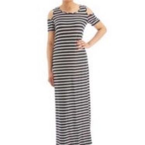 5th & Love gray white stripe maxi cold shoulder S